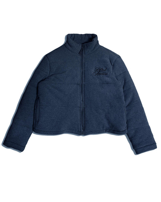 Lifted Anchors Modular Knitted Puffer Coat Navy