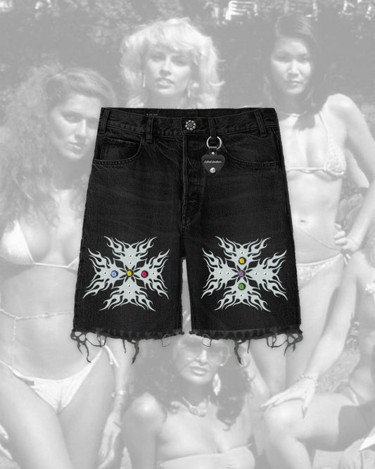 Lifted Anchors "Taboo" Jeweled Denim Jorts