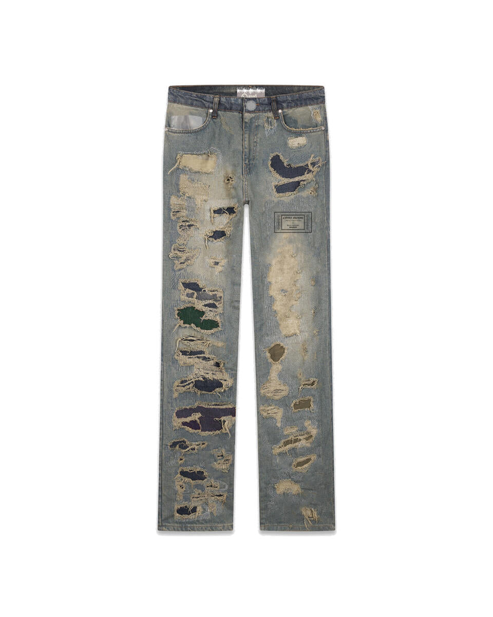 Lifted Anchors Deteroiate Colored Patch Basic Boro Denim