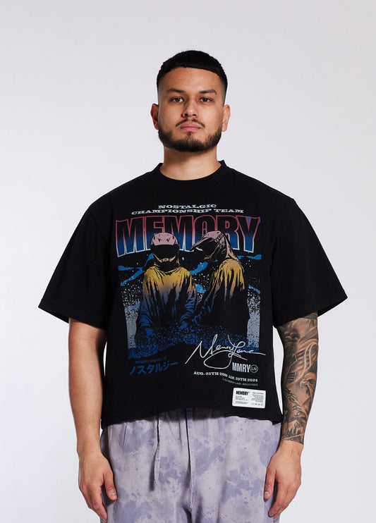 Memory Lane Nostalgic Champs Crop Tee Black