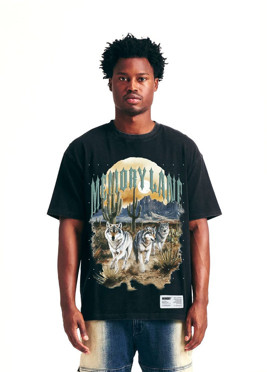 Memory Lane Running Wolves Tee Vintage Black