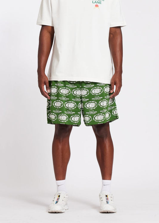 Memory Lane Barbwire Print Mesh Hunter Green