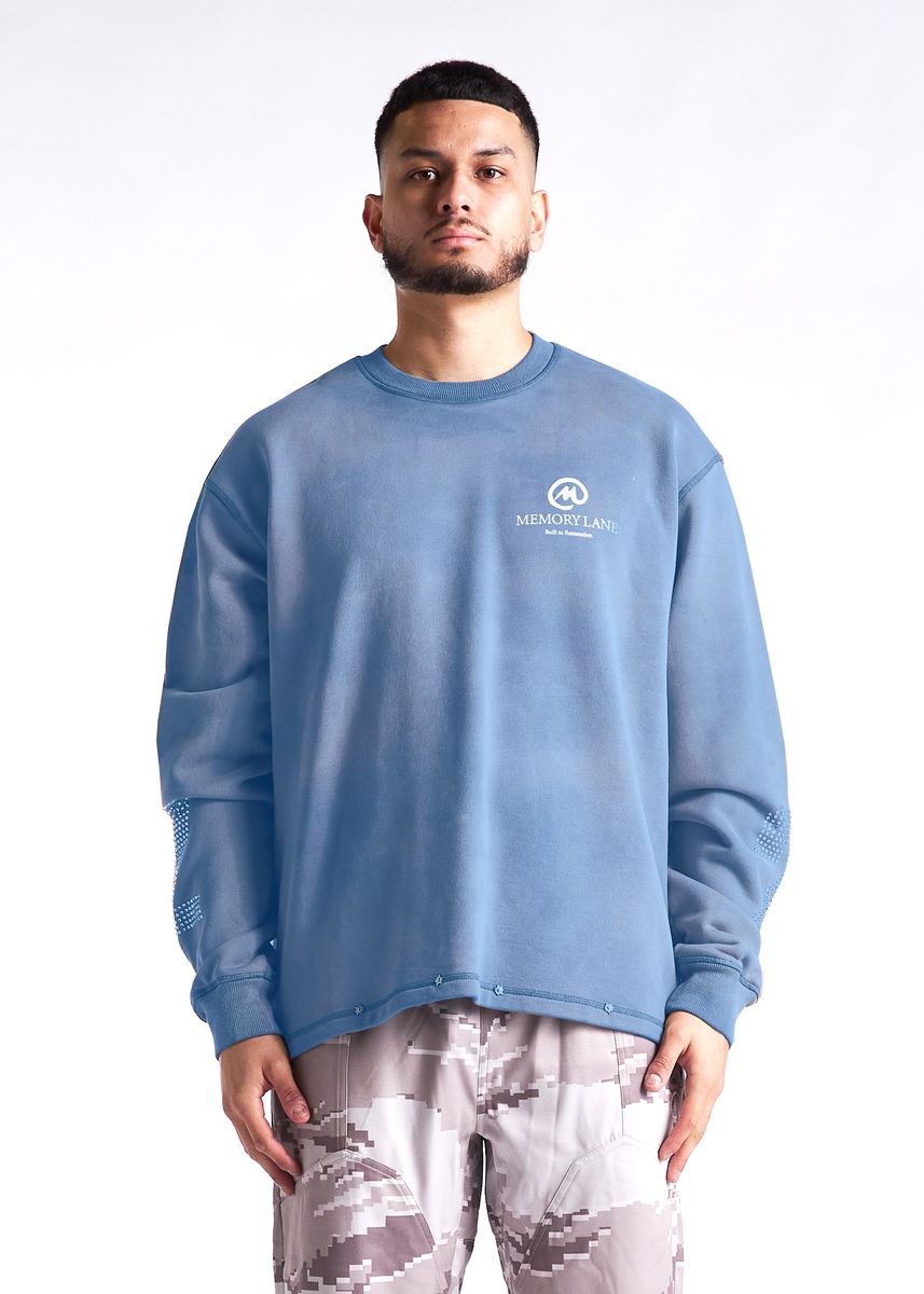 Memory Lane Bond St Crewneck Faded Blue