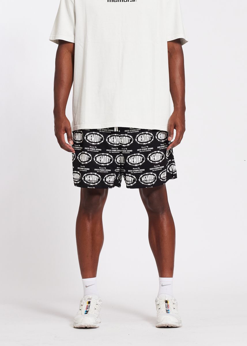 Memory Lane Barbwire Print Mesh Black