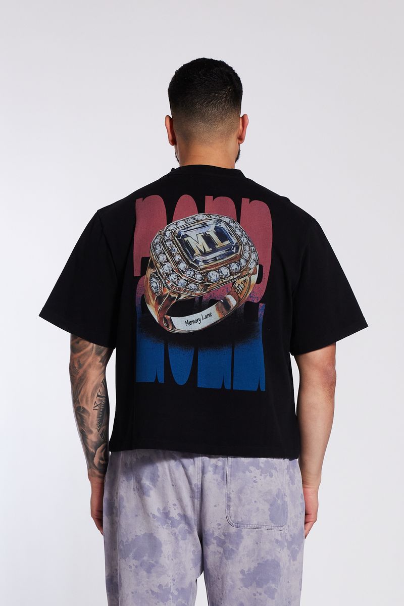 Memory Lane Nostalgic Champs Crop Tee Black