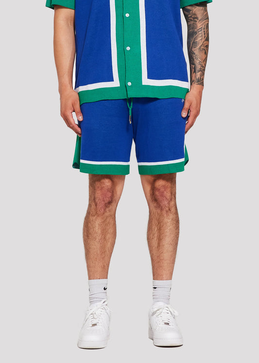 Memory Lane All Team Sweater Knit Shorts Blue
