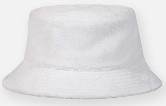 Paper Planes Jacquard Terry Cloth Bucket Hat White
