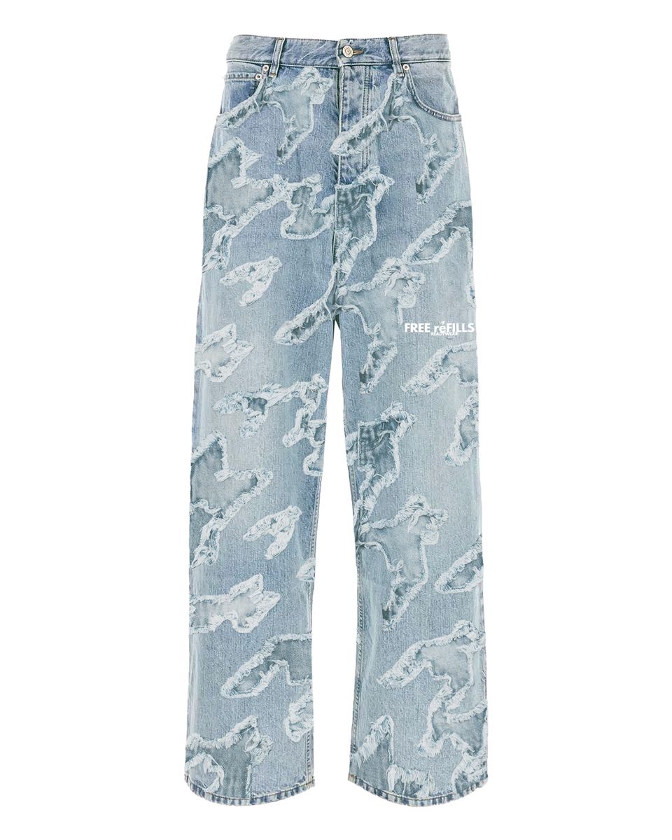 Free Refills Checks Distressed Denim