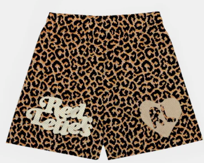 Red Letters Leopard Mesh Shorts