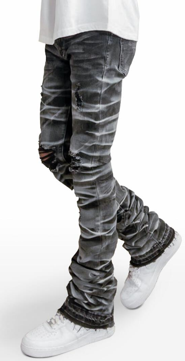 Rockstar Sniper Dark Grey Super Stacked Flare Jean