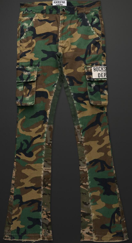Rockstar Veeze Camo Printed Stacked Flare Jean