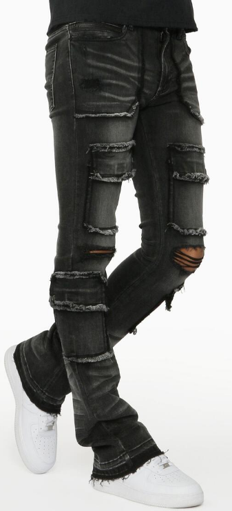 Rockstar Tyrell Grey Stacked Flare Cargo Jean