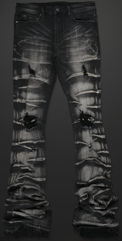 Rockstar Sniper Dark Grey Super Stacked Flare Jean – DR STYLZ