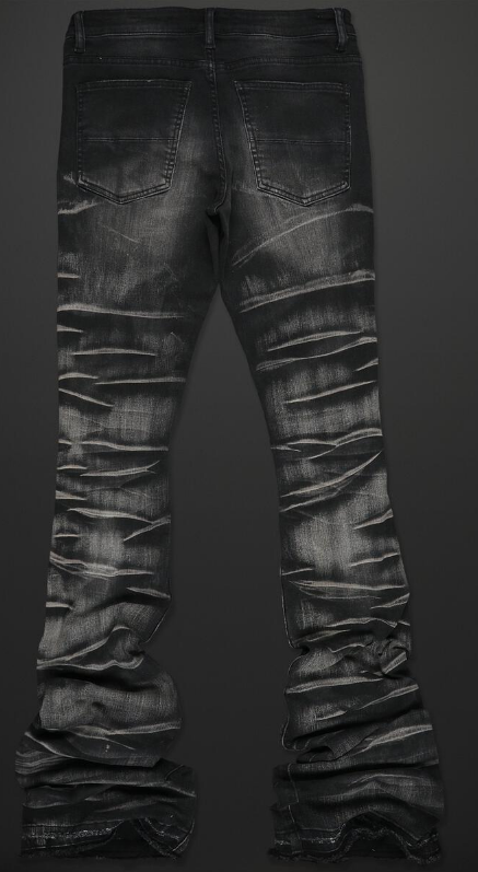 Rockstar Sniper Dark Grey Super Stacked Flare Jean