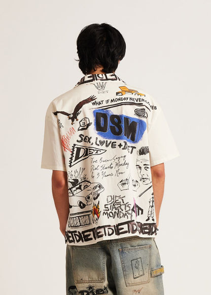 Diet Starts Monday Doodle Button Up Shirt
