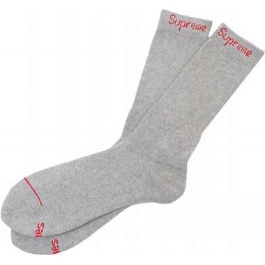 Supreme X Hanes Crew Heather Grey Socks (1)