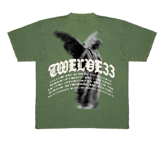 Dissmissed Goals 1233 Distressed Box Tee Olive