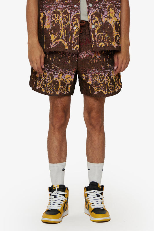 Valabasas Ghost Hand Tapestry Shorts Brown