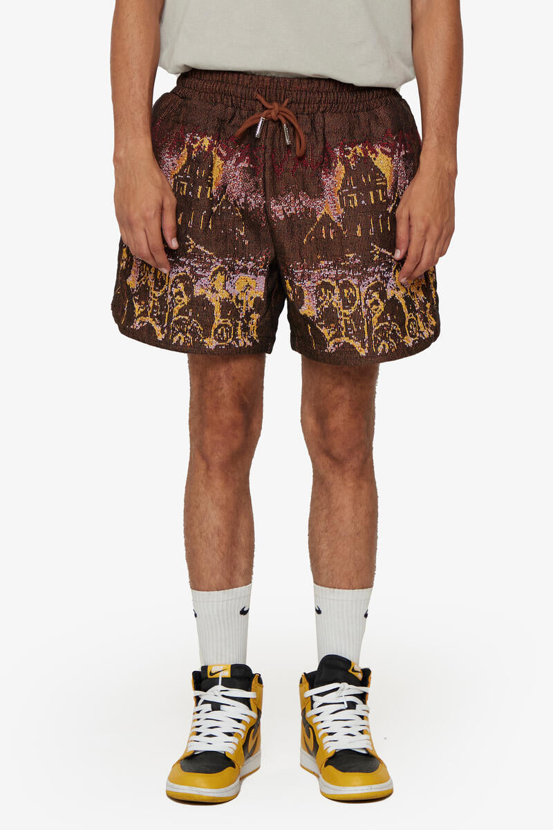 Valabasas Ghost Hand Tapestry Shorts Brown