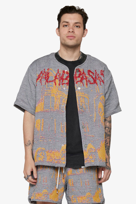 Valabasas Ghost Hand Tapestry Button Down Grey