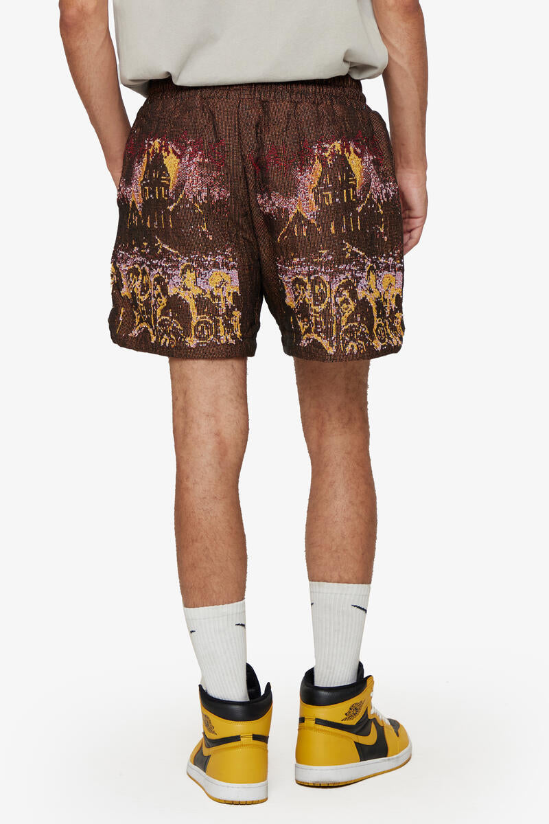 Valabasas Ghost Hand Tapestry Shorts Brown