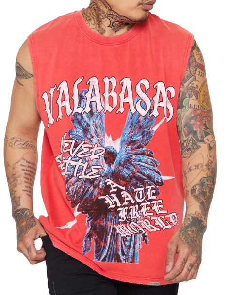 Valabasas Hate Free Cut Off Tee Vintage Red