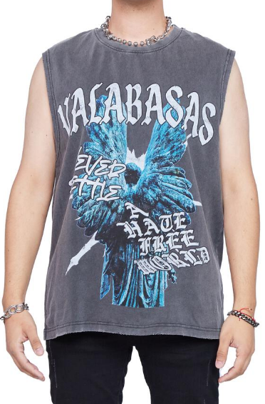 Valabasas Hate Free Tee Cutoff Vintage Grey