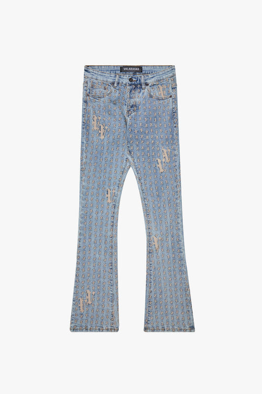 Valabasas Asterisk Lt Vintage Blue Stacked Flare Jean