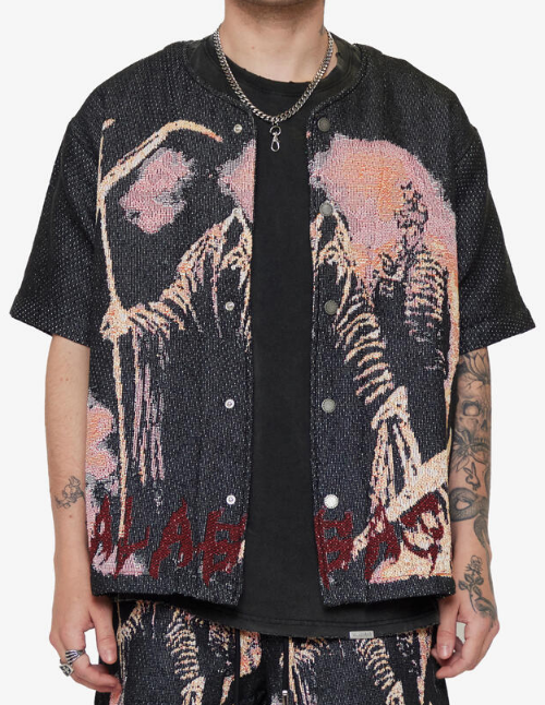 Valabasas Ghost Hand Tapestry Button Down Black