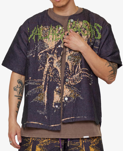Valabasas Ghost Hand Tapestry Button Down Purple