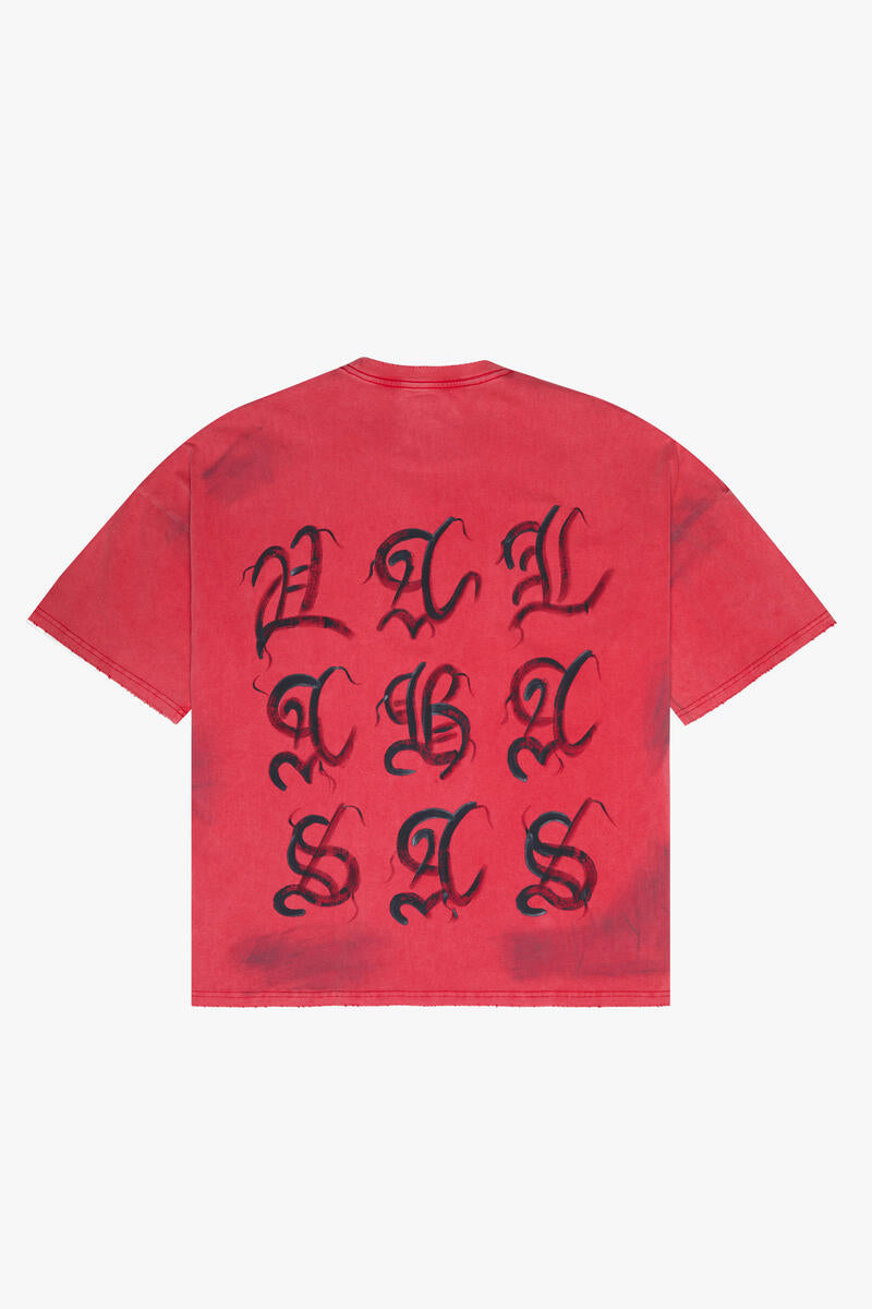 Valabasas Inked Elegance Vintage Vintage Red Oversized Tee