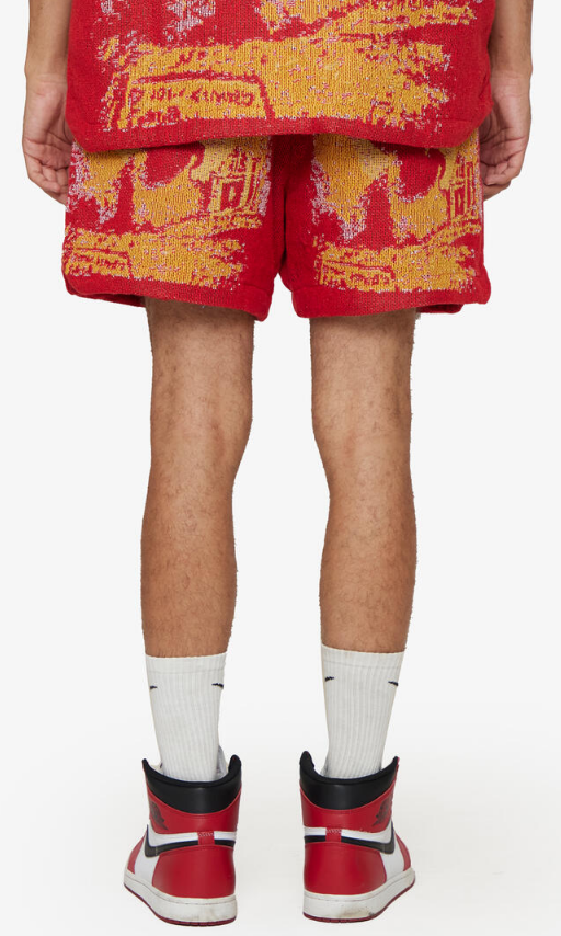 Valabasas Ghost Hand Tapestry Shorts Red