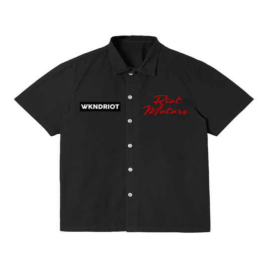 Wknd Riot Motors Black Button Up