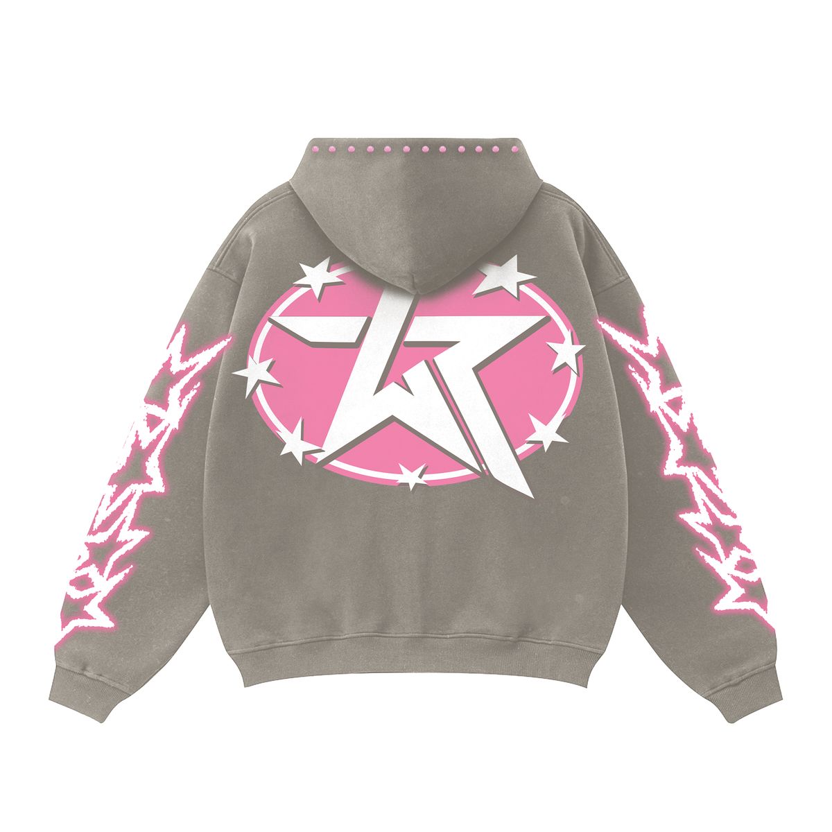 Wknd Riot High Fashion Pink Rhinestone Hoodie