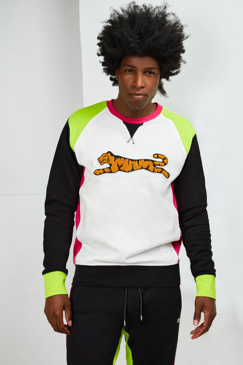 Le Tigre Retro Logo Crewneck (Black/White/Pink/Volt)