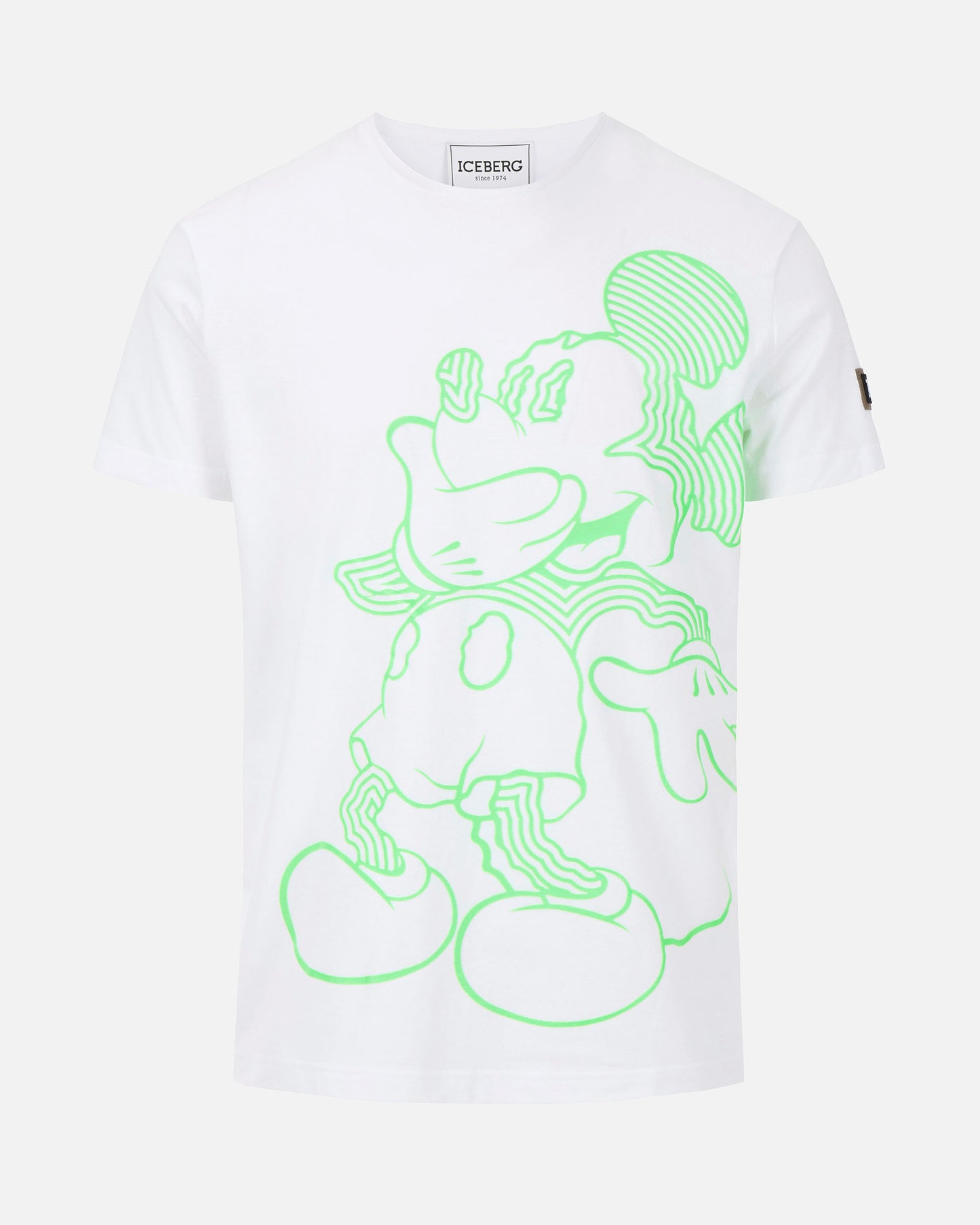 Iceberg T-Shirt With Fluro-Green Mickey Mouse Logo  White