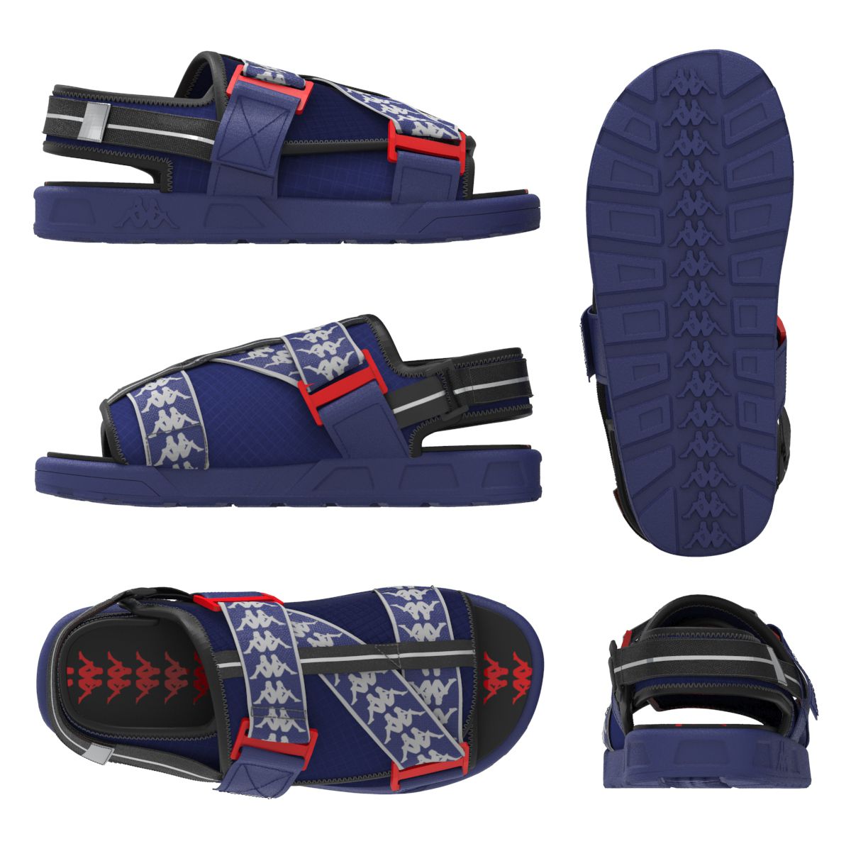 Kappa 222 Banda Mitel 2 Sandals Blue Black Red