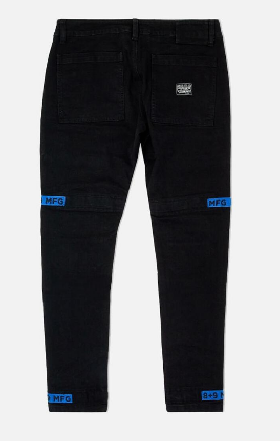 8 & 9 Clothing Strapped Up Utility Denim Jeans (Black/Royal Blue)