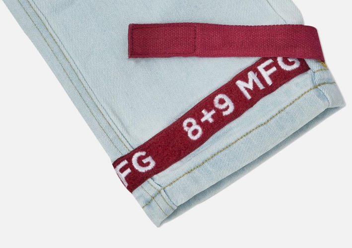 8 & 9 Clothing Strapped Up Light Washed Jeans Maroon Straps