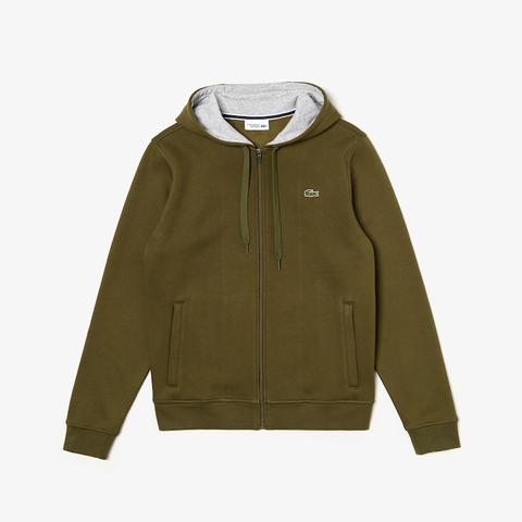 Lacoste Men’s Sport Full-Zip Fleece Hoodie (Olive)