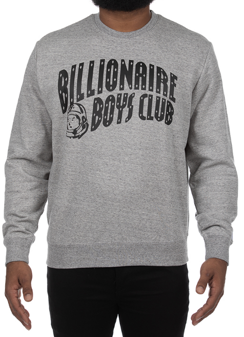 Billionaire Boys Club Straight Font Crew Heather Grey