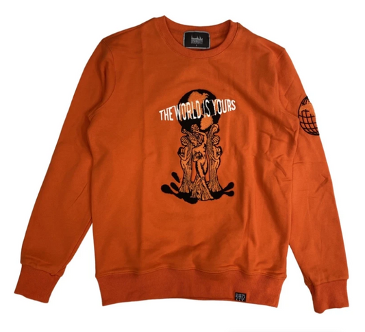 Denim City Chenille World Is Yours Crewneck Orange