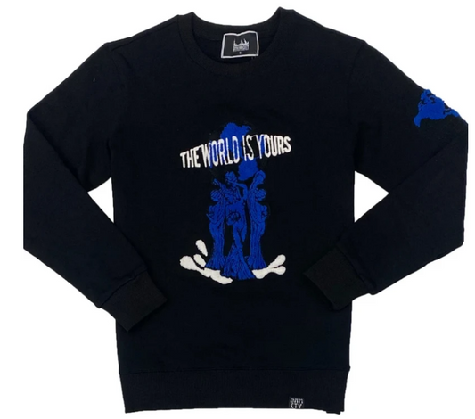 Denim City Chenille World Is Yours Crewneck Black