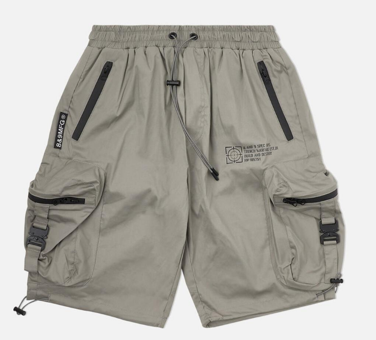 8 & 9 Clothing Combat Nylon Shorts Light Grey