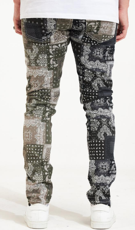 Embellish Two Tone Paisley Denim