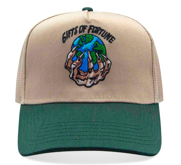 Gift Of Fortune The World is Yours Trucker Tan/Green