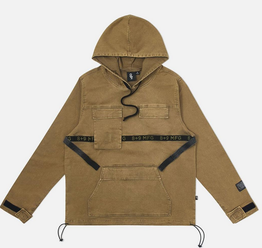 8 & 9 Clothing Strapped Up Vintage Washed Anorak Jacket Olive