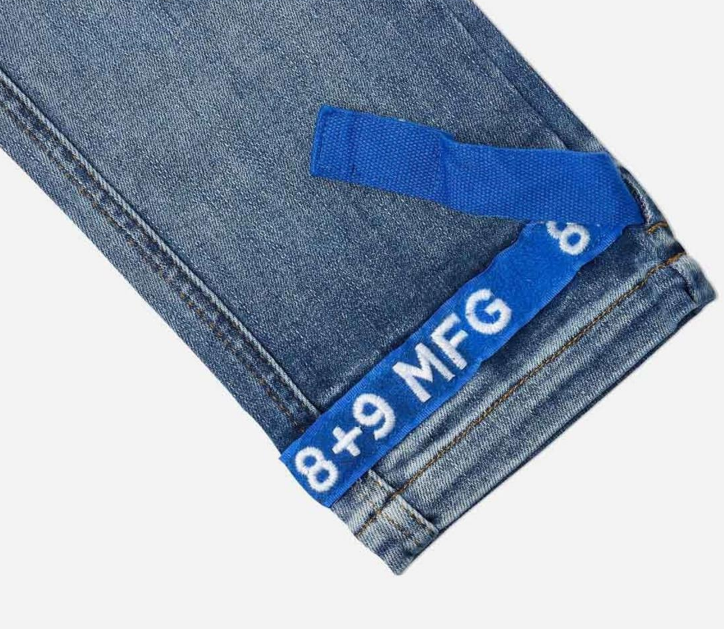 8 & 9 Clothing Strapped Up Utility Pants Mid Washed Royal Straps