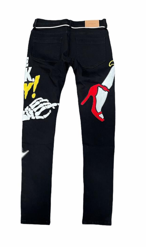 Lifted Anchors Boulevard Puff Print Denim Black