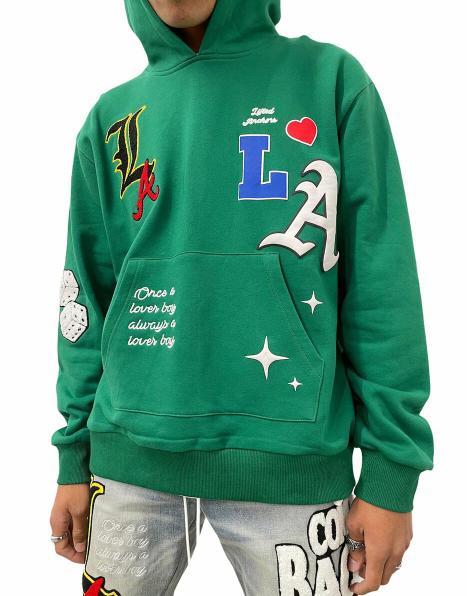 Lifted Anchors City Puff Print Hoodie Green